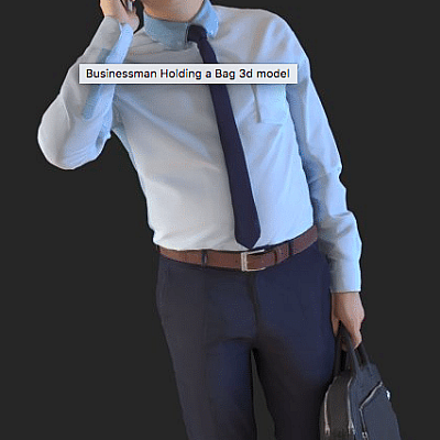 Businessman Holding a Bag 3d model W1039 拿着袋子手机的商务人士