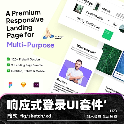 Nakia – Responsive Landing Page for Multi Purpose figma多用途响应式登录页面sketch用户界面设计xd源文件浅色主题 U73