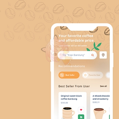 Khatulistiwa Coffee – UI KIT xd通用咖啡移动应用程序figma用户界面设计UI套件模板素材sketch U79