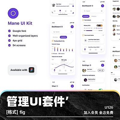 Mane Management UI Kit figma管理UI套件模板iOS移动应用程序屏幕用户界面设计素材源文件U126