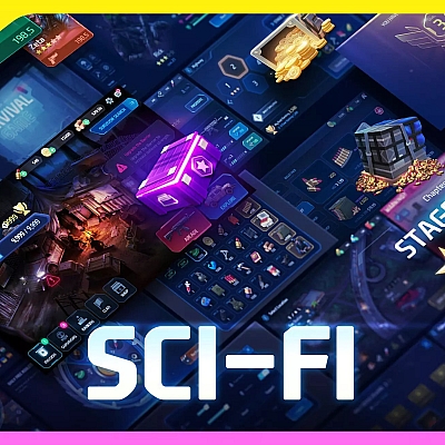 GUI PRO Kit – Sci-Fi Unity3D按钮框架标签弹出窗口滑块切换游戏界面GUI PRO套件科幻素材B262