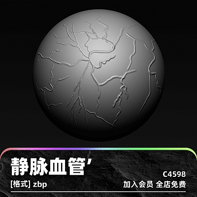 zbrush静脉曲张血管zb画笔人物建模素材塑形纹理填充游戏雕刻图案C4598