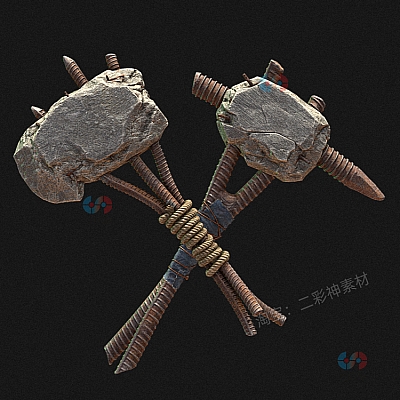 C4D钢筋水泥废土风格朋克锤子镐低模写实fbx模型maya建模obj素材C5242