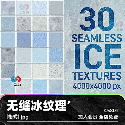 30 Seamless Ice Textures zbrush超清C4D无缝maya冰纹理ps贴图blender冰面冰头结晶jpg图片C5801