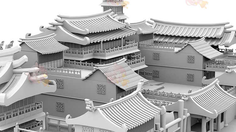 古代建筑房屋模型