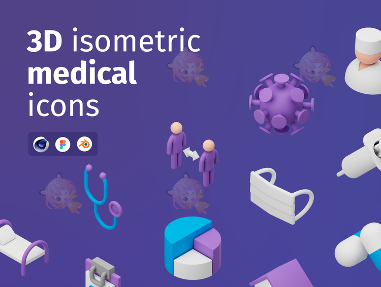 3D isometric medical icons