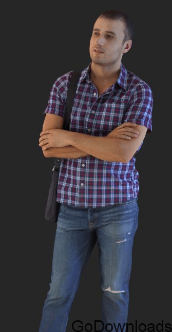 Casual Man Standing with a Bag 3d model