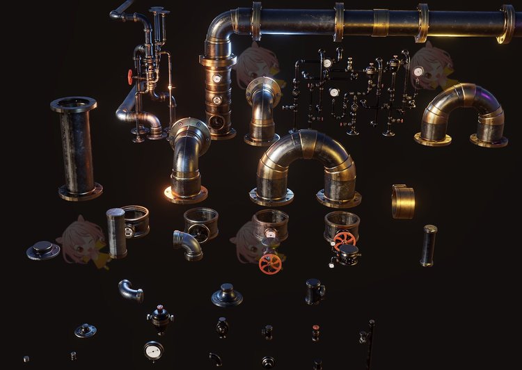 Steampunk Pipes 3D Kit