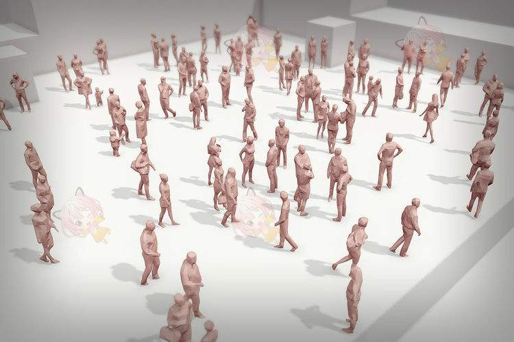 Lowpoly People Crowd Low-poly 3D model