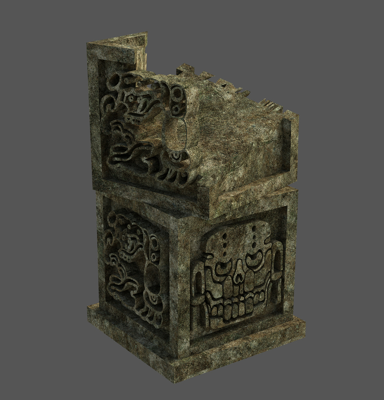 C4D古代柱子台阶断损破损方柱FBX建筑C4D模型OBJ设计3d立体素材C3609
