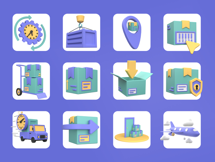 Tracking & Delivery 3D Icon Set