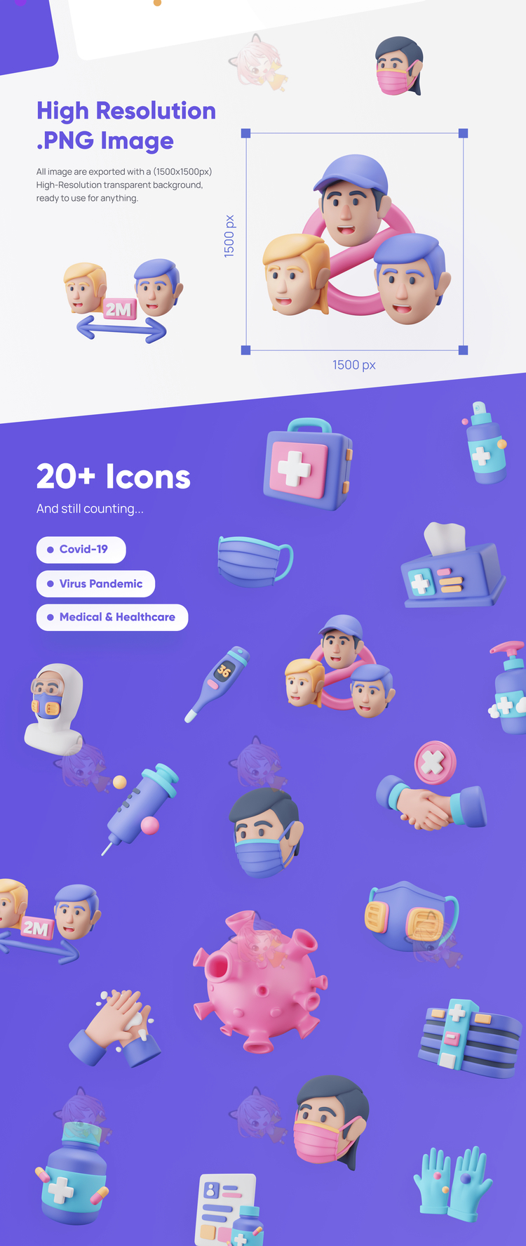 Covidly - Covid-19 3D Icon Set