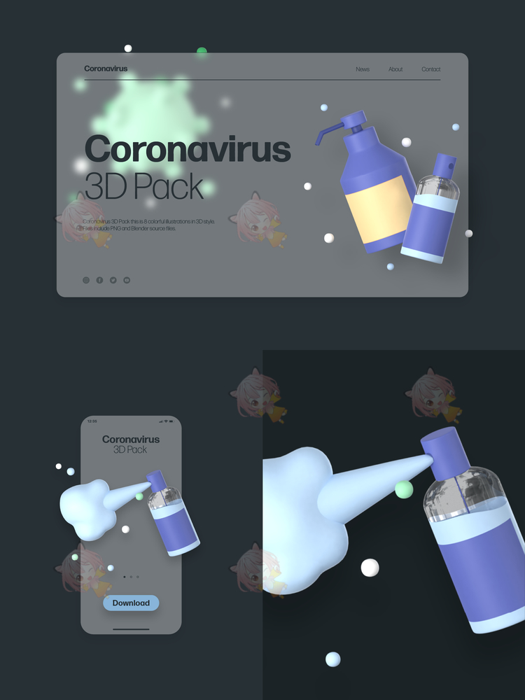Coronavirus 3D Pack