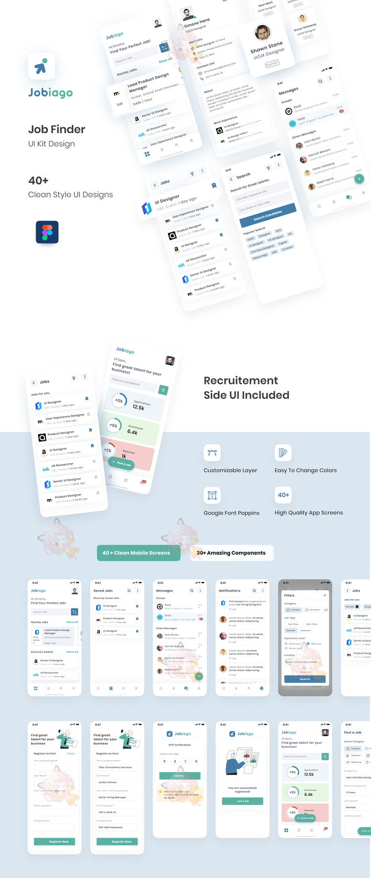 Jobiago - Premium Job Finder App UI Kit