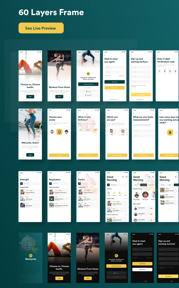 WorkyLife - Workout UI KIT