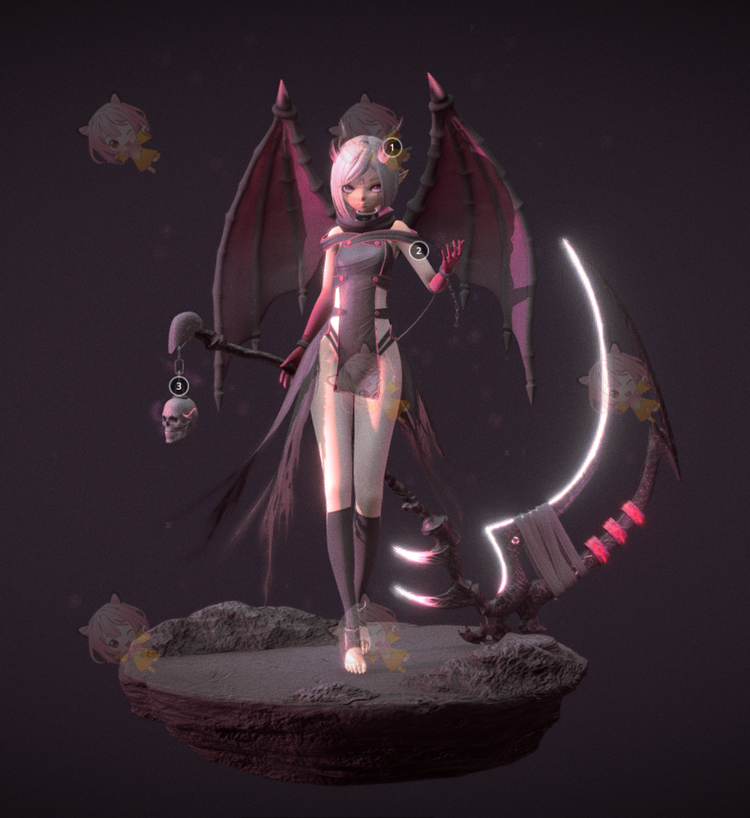 C4D卡通可爱性感龙女模型3D设计素材fbx源文件blend渲染C3715