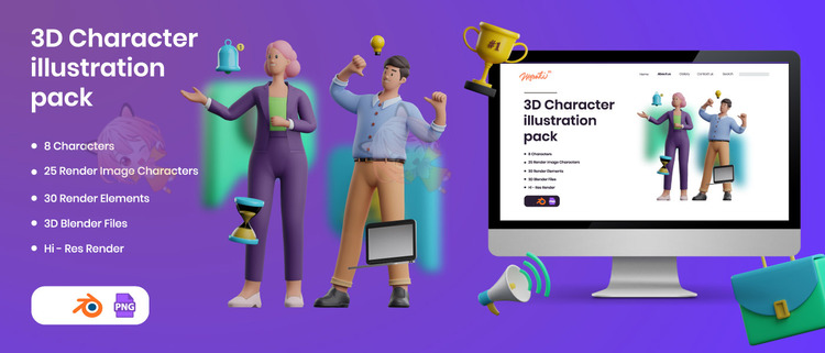 3D Business Illustration Character Pack