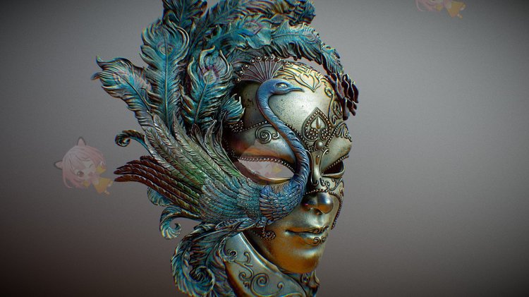 C4D威尼斯面具蒙面舞会面罩blend渲染模型fbx建模obj设计素材maya C3773