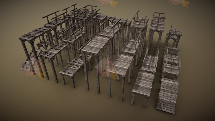 C4D木桥模型合集blend渲染fbx建模obj设计maya素材低聚桥梁源文件C3782