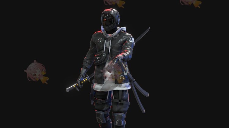 C4D赛博朋克机器人战士武士maya游戏人物blend渲染fbx建模obj素材C3794