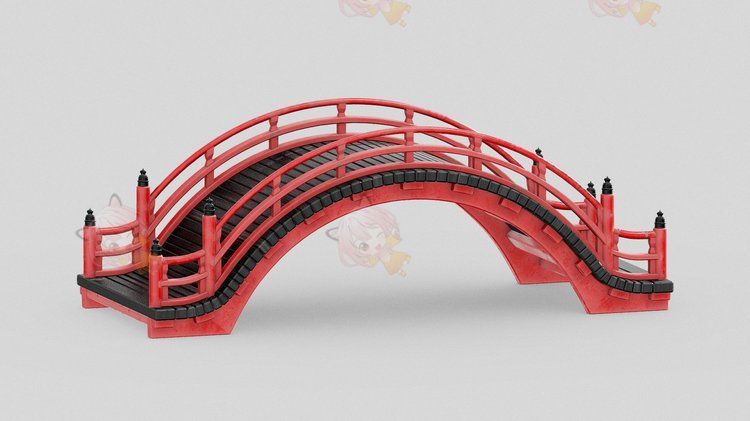 C4D月亮桥月桥中国园林花园设计blend渲染fbx建模obj设计maya素材C3796