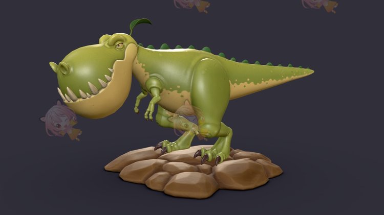 C4D卡通可爱霸王龙怪物恐龙blend渲染fbx建模obj设计3D素材源文件C3799