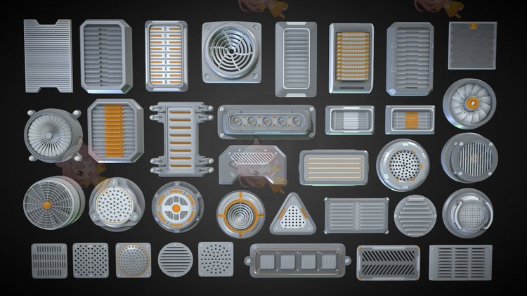C4D工业公司科幻通风口模型blend渲染fbx建模obj设计3D素材源文件C3806
