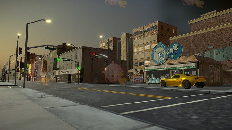 C4D低模城市建筑道路路灯blend渲染fbx建模obj设计maya素材源文件C3815