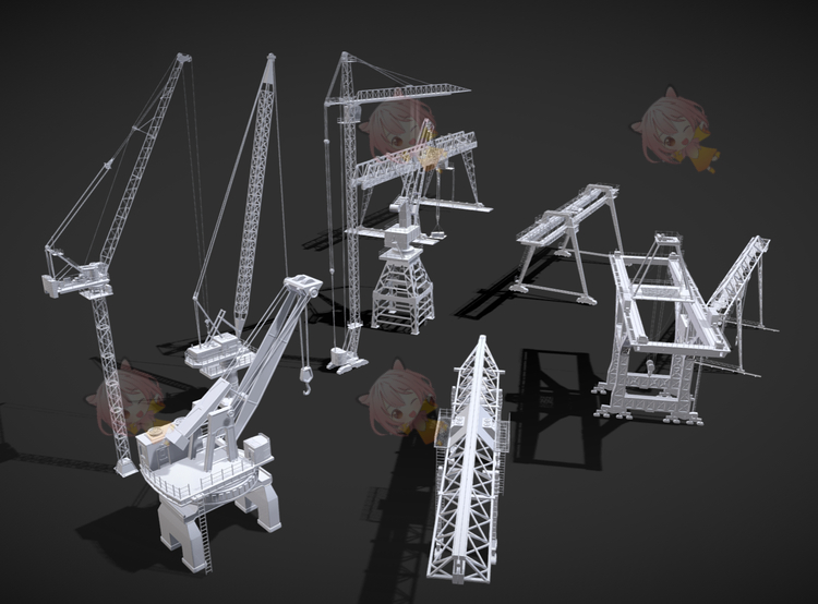 C4D工业起重机3D模型blend渲染fbx建模obj设计maya素材源文件下载C3818