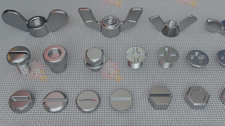 C4D螺栓螺丝螺帽硬件工具模型blend渲染fbx建模obj设计素材源文件C3828