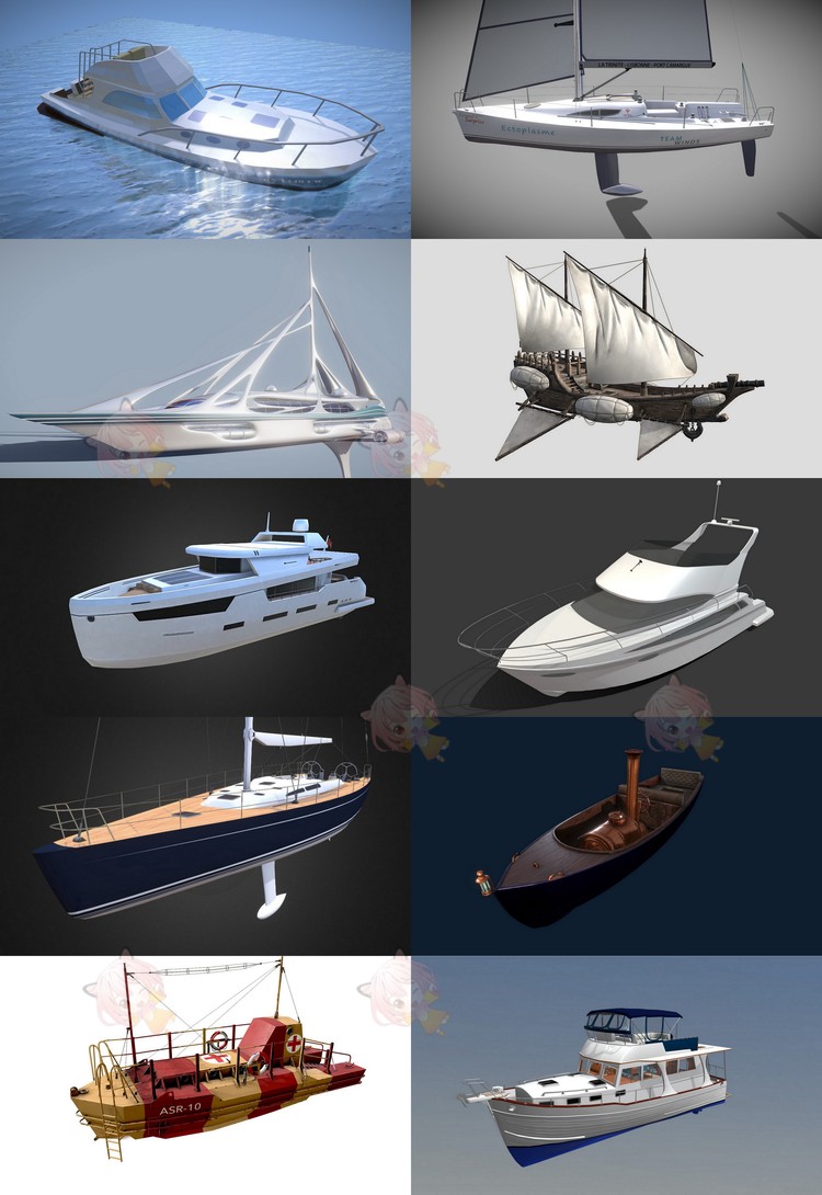 C4D卡通游轮游艇模型船只blend渲染fbx建模obj设计maya素材源文件C3835
