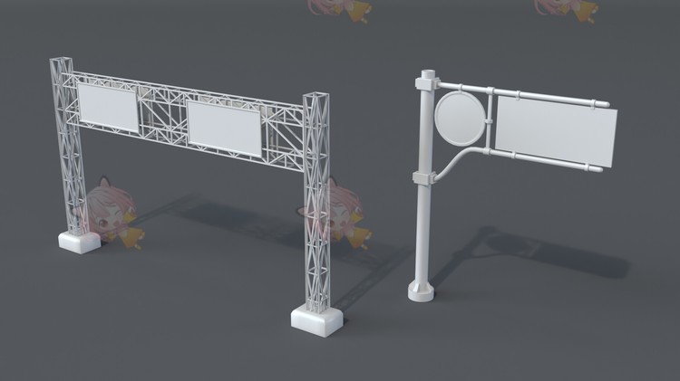 C4D户外道路广告牌横幅海报blend渲染fbx建模obj设计3D素材源文件C3836