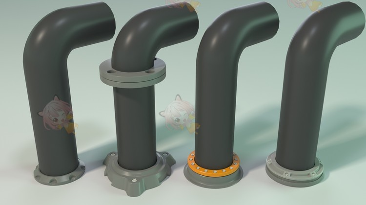 C4D工业管道接口管子3D连接器blend渲染fbx建模obj适配器maya素材C3839