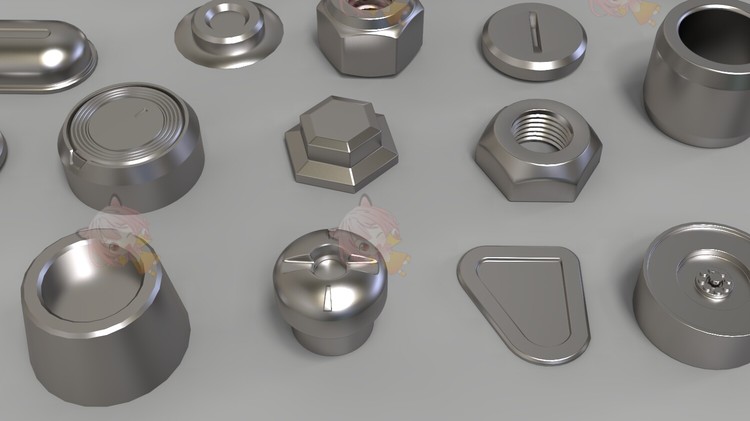 C4D螺栓旋钮硬件机械齿轮关节模型blend渲染fbx建模obj设计3D素材C3845