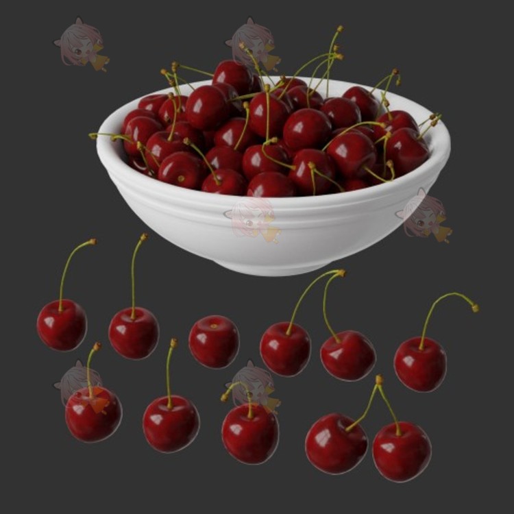 obj蓝莓桑葚草莓西瓜无花果fbx樱桃C4D模型3d素材OC渲染建模C3852
