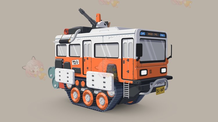 C4D卡通坦克履带3D运输车blend渲染fbx建模obj设计maya素材源文件C3861