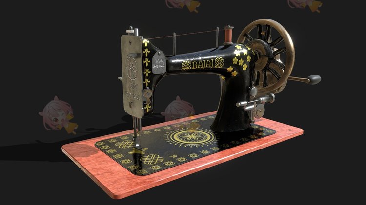 C4D缝纫机四大件模型3D低聚复古家具blend渲染fbx建模obj设计素材C3893