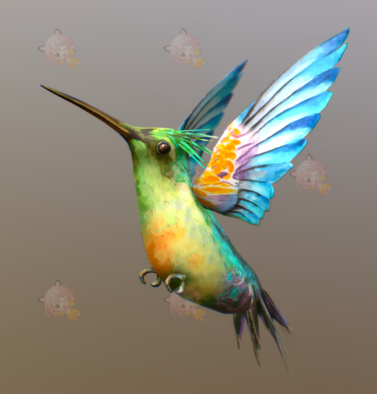 C4D写实低模蜂鸟模型blend渲染fbx建模obj设计maya素材源文件下载C3896