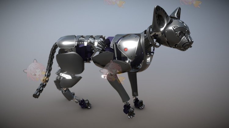 C4D科幻obj机器猫金属镂空3D模型blend渲染fbx建模maya素材源文件C3932
