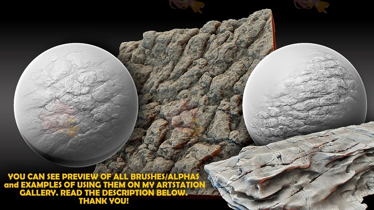 zbrush地形岩石无缝笔刷zb画笔建模zbp素材塑形纹理Alpha雕刻图案C3954
