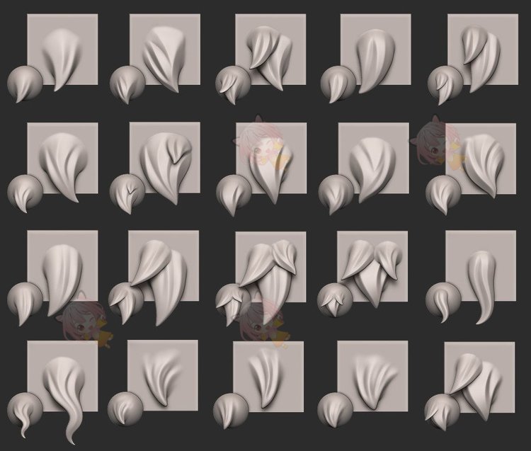 zbrush毛皮VDM低模笔刷zb画笔建模设计素材塑形纹理填充雕刻图案C3956