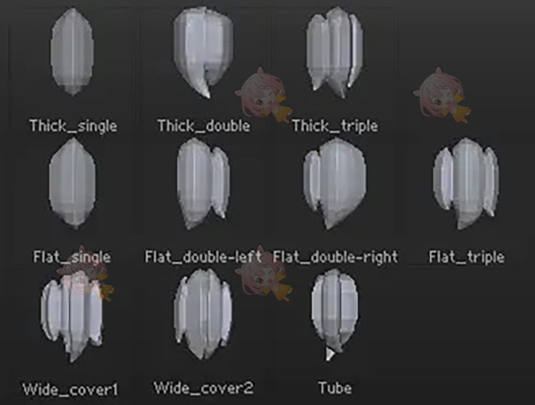 zbrush头发毛发卷发睫毛笔刷zb画笔建模设计素材塑形纹理雕刻图案C3959