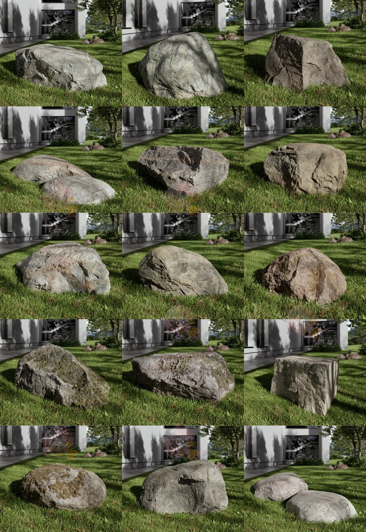 C4D石头石块岩石景观石模型渲染fbx建模设计maya素材3D max源文件C3973