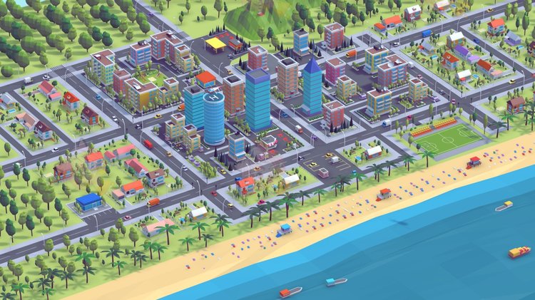 C4D卡通城市场景低聚森林3D模型blend渲染fbx建模obj设计maya素材C3986