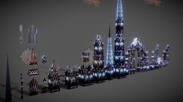C4D科幻哥特式建筑3D模型blend渲染fbx建模obj设计maya素材源文件C3987