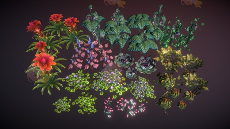 C4D幻想植物绿植花草模型blend渲染fbx建模obj设计maya素材源文件C3994