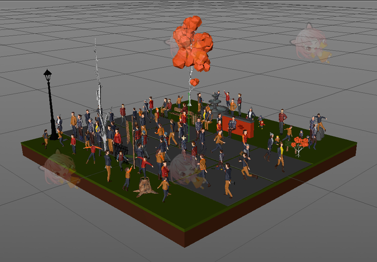 C4D秋冬季obj厚衣服maya低模lowpoly人物3D模型blend渲染fbx建模C3995