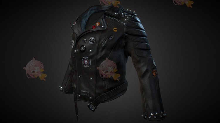 C4D摇滚夹克衣服上衣皮衣3D模型blend渲染fbx建模obj设计maya素材C4006