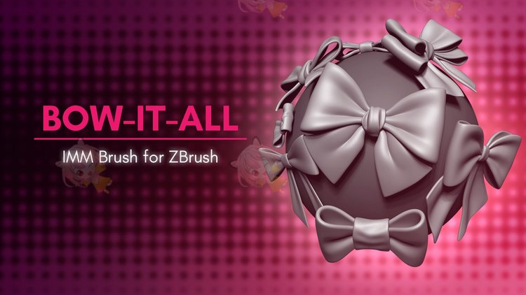 zbrush蝴蝶结领结服装发型画笔建模设计素材zbp塑形纹理填充雕刻C4011
