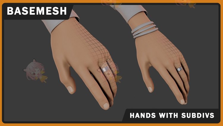 zbrush程式化女性C4D女生女童女孩基础网格obj渲染fbx建模源文件C4013
